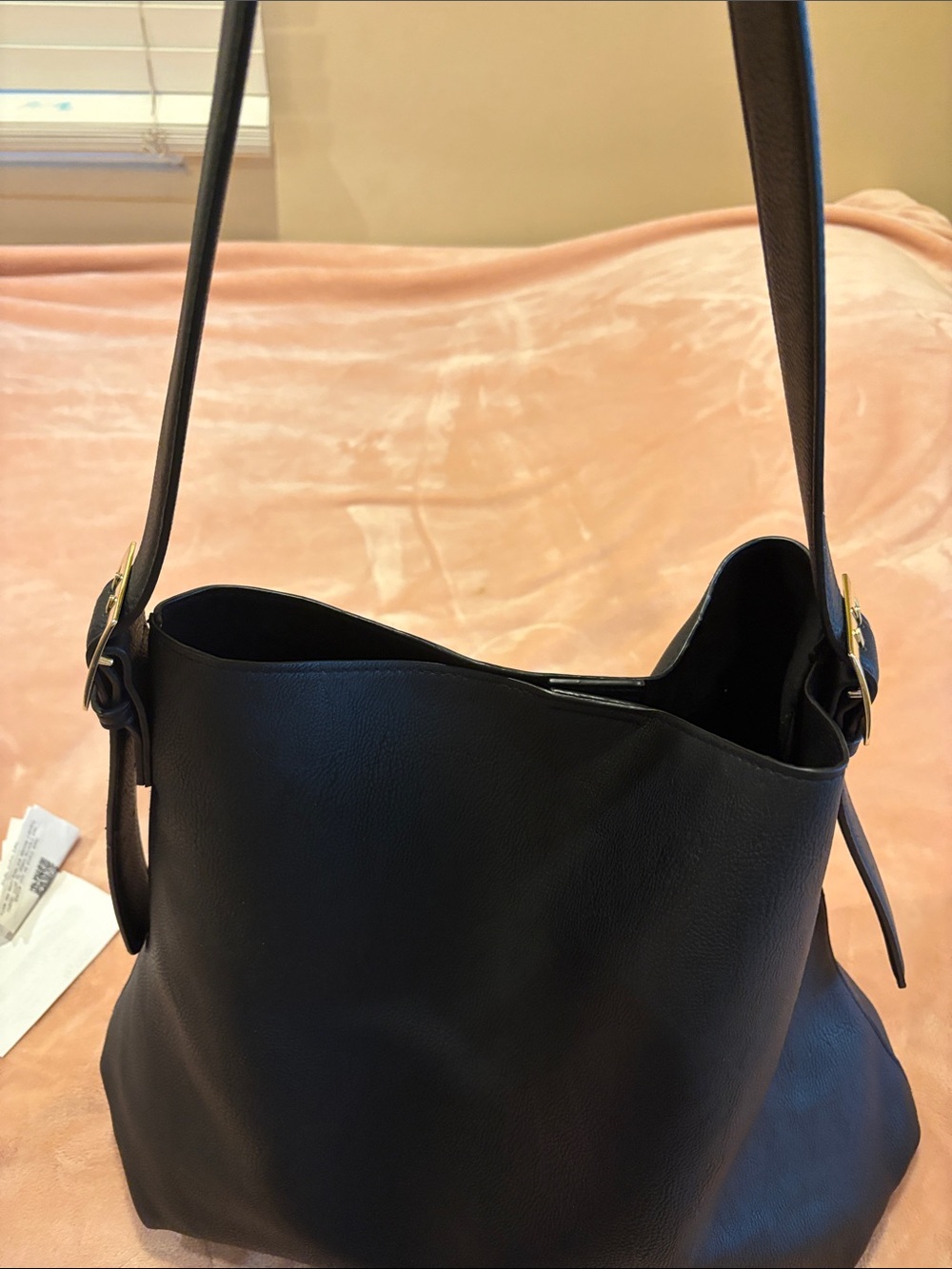 Universal Thread Black Shoulder Bag with Gold Hardware